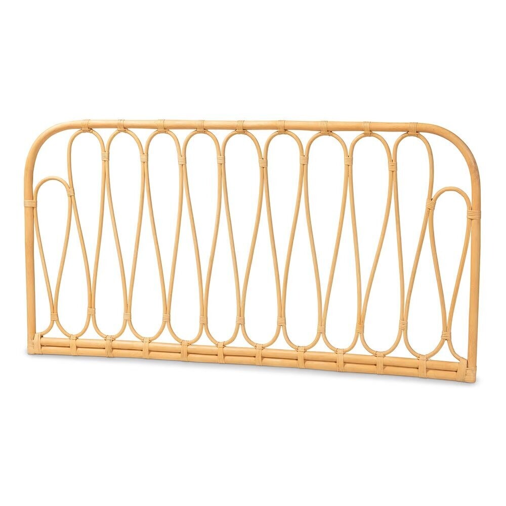 BAXTON STUDIO CARRICK MODERN BOHEMIAN NATURAL BROWN RATTAN QUEEN SIZE WALL-MOUNT HEADBOARD