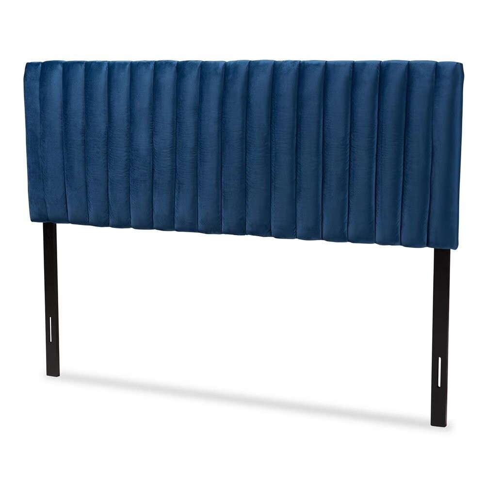 BAXTON STUDIO EMILE MODERN AND CONTEMPORARY NAVY BLUE VELVET FABRIC UPHOLSTERED AND DARK BROWN FINISHED WOOD QUEEN SIZE HEADBOARD

Item #: Emile-Navy Blue Velvet-HB-Queen