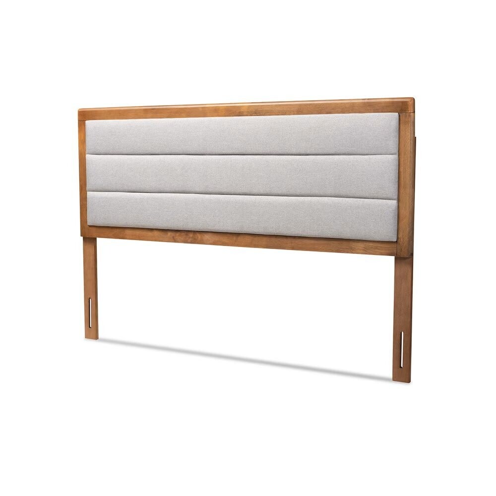 BAXTON STUDIO DEXTER MODERN AND CONTEMPORARY LIGHT GREY FABRIC UPHOLSTERED AND WALNUT BROWN FINISHED WOOD QUEEN SIZE HEADBOARD

Item #: MG9732-Light Grey/Walnut-Queen-HB
