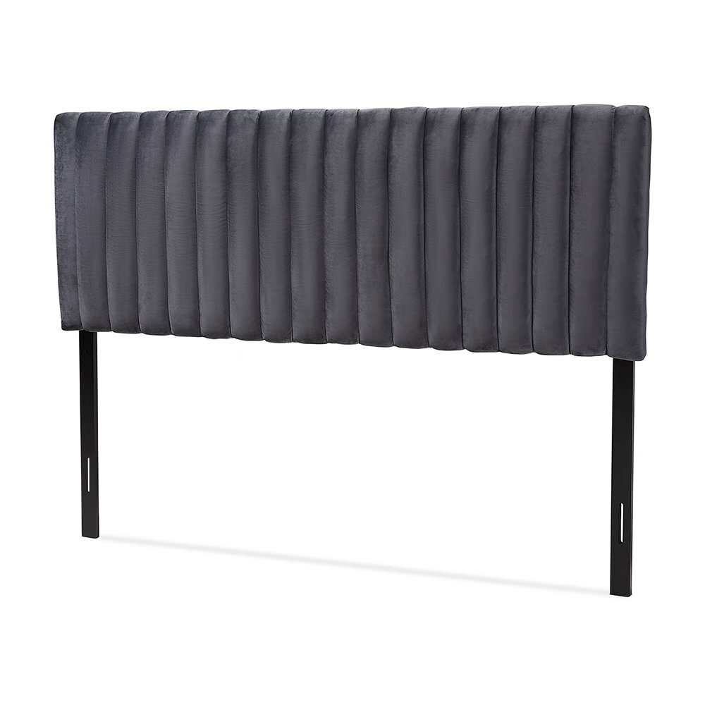BAXTON STUDIO EMILE MODERN AND CONTEMPORARY GREY VELVET FABRIC UPHOLSTERED AND DARK BROWN FINISHED WOOD KING SIZE HEADBOARD

Item #: Emile-Grey Velvet-HB-King