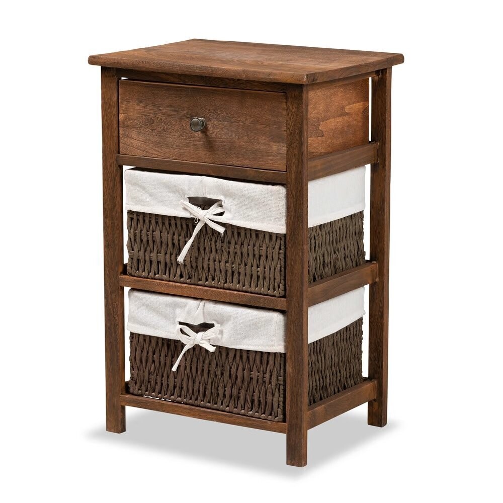 BAXTON STUDIO CADE MID-CENTURY MODERN TRANSITIONAL WALNUT BROWN FINISHED WOOD AND 1-DRAWER NIGHTSTAND