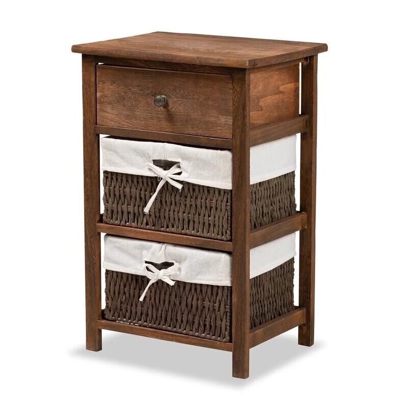 BAXTON STUDIO CADE MID-CENTURY MODERN TRANSITIONAL WALNUT BROWN FINISHED WOOD AND 1-DRAWER NIGHTSTAND
