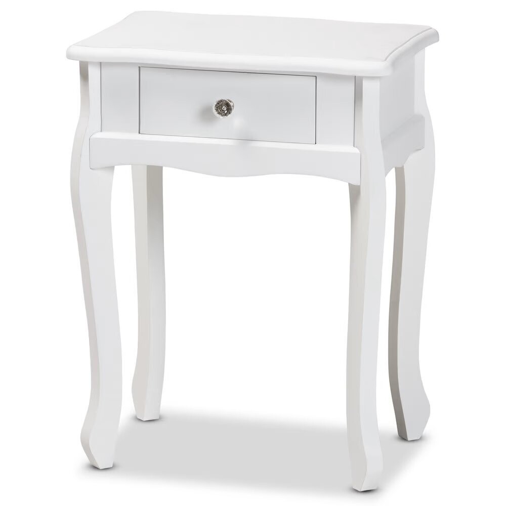 BAXTON STUDIO PETERSON CLASSIC AND TRADITIONAL WHITE FINISHED WOOD 1-DRAWER NIGHTSTAND