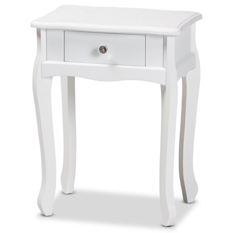 BAXTON STUDIO PETERSON CLASSIC AND TRADITIONAL WHITE FINISHED WOOD 1-DRAWER NIGHTSTAND