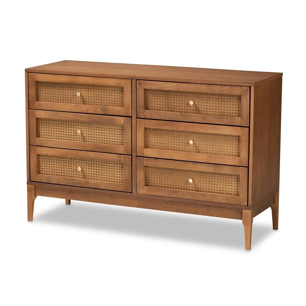 BAXTON STUDIO RAMIEL MID-CENTURY MODERN ASH WALNUT FINISHED WOOD AND RATTAN 6-DRAWER DRESSER

Item #: MG9005-Ash Walnut/Rattan-6DW-Dresser