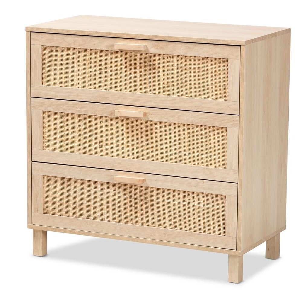 BAXTON STUDIO SEBILLE MID-CENTURY MODERN LIGHT BROWN FINISHED WOOD 3-DRAWER STORAGE CHEST WITH NATURAL RATTAN

Item #: LC21020906-Rattan-3DW-Chest