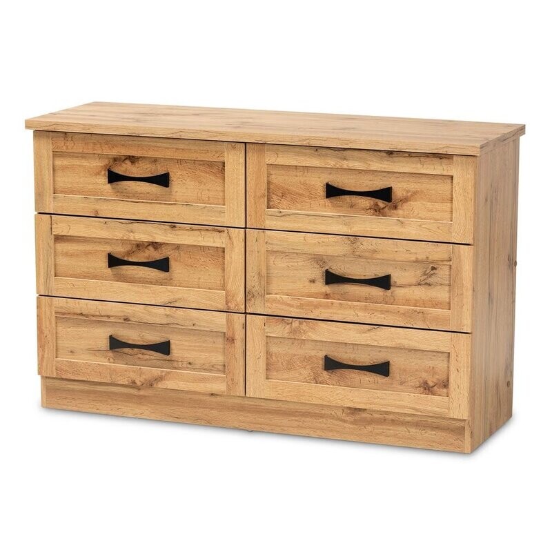 BAXTON STUDIO COLBURN MODERN AND CONTEMPORARY 6-DRAWER OAK BROWN FINISHED WOOD STORAGE DRESSER
