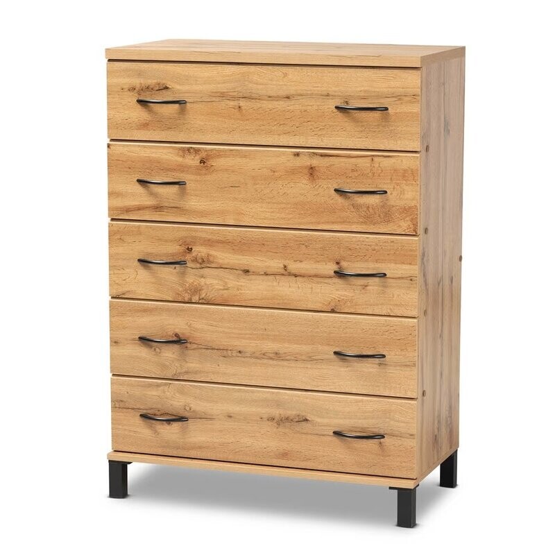 BAXTON STUDIO MAISON MODERN AND CONTEMPORARY OAK BROWN FINISHED WOOD 5-DRAWER STORAGE CHEST

Item #: BR888025-Wotan Oak