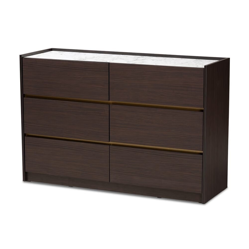 BAXTON STUDIO WALKER MODERN AND CONTEMPORARY DARK BROWN AND GOLD FINISHED WOOD 6-DRAWER DRESSER WITH FAUX MARBLE TOP

Item #: LV25COD25231-Modi Wenge/Marble-6DW-Dresser