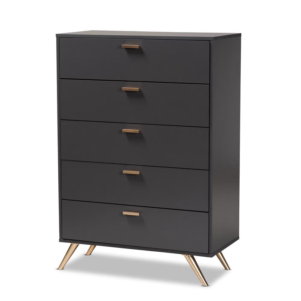 BAXTON STUDIO KELSON MODERN AND CONTEMPORARY DARK GREY AND GOLD FINISHED WOOD 5-DRAWER CHEST

Item #: LV19COD1923-Dark Grey-5DW-Chest