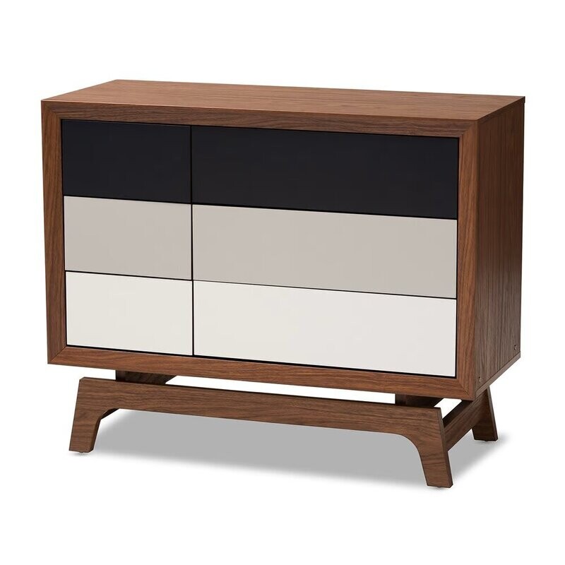 BAXTON STUDIO SVANTE MID-CENTURY MODERN MULTICOLOR FINISHED WOOD 6-DRAWER CHEST