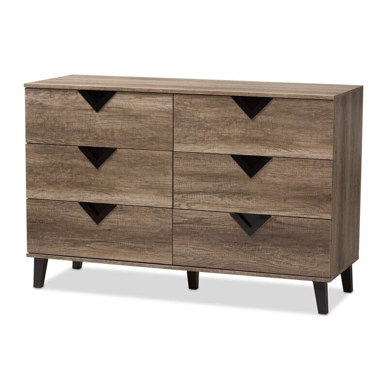 BAXTON STUDIO WALES MODERN AND CONTEMPORARY LIGHT BROWN WOOD 6-DRAWER CHEST