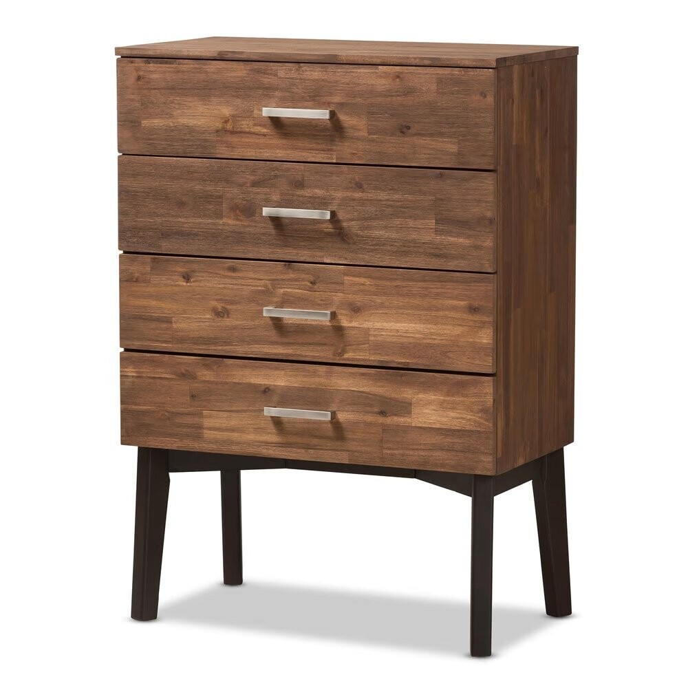 BAXTON STUDIO SELENA MID-CENTURY MODERN BROWN WOOD 4-DRAWER CHEST