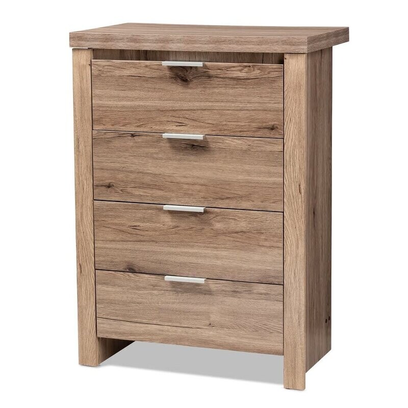 BAXTON STUDIO LAVERNE MODERN AND CONTEMPORARY OAK BROWN FINISHED 4-DRAWER CHEST