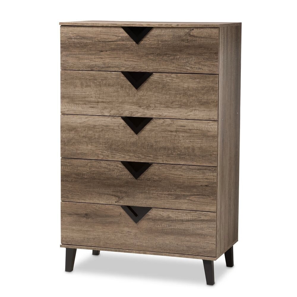BAXTON STUDIO WALES MODERN AND CONTEMPORARY LIGHT BROWN WOOD 5-DRAWER CHEST
