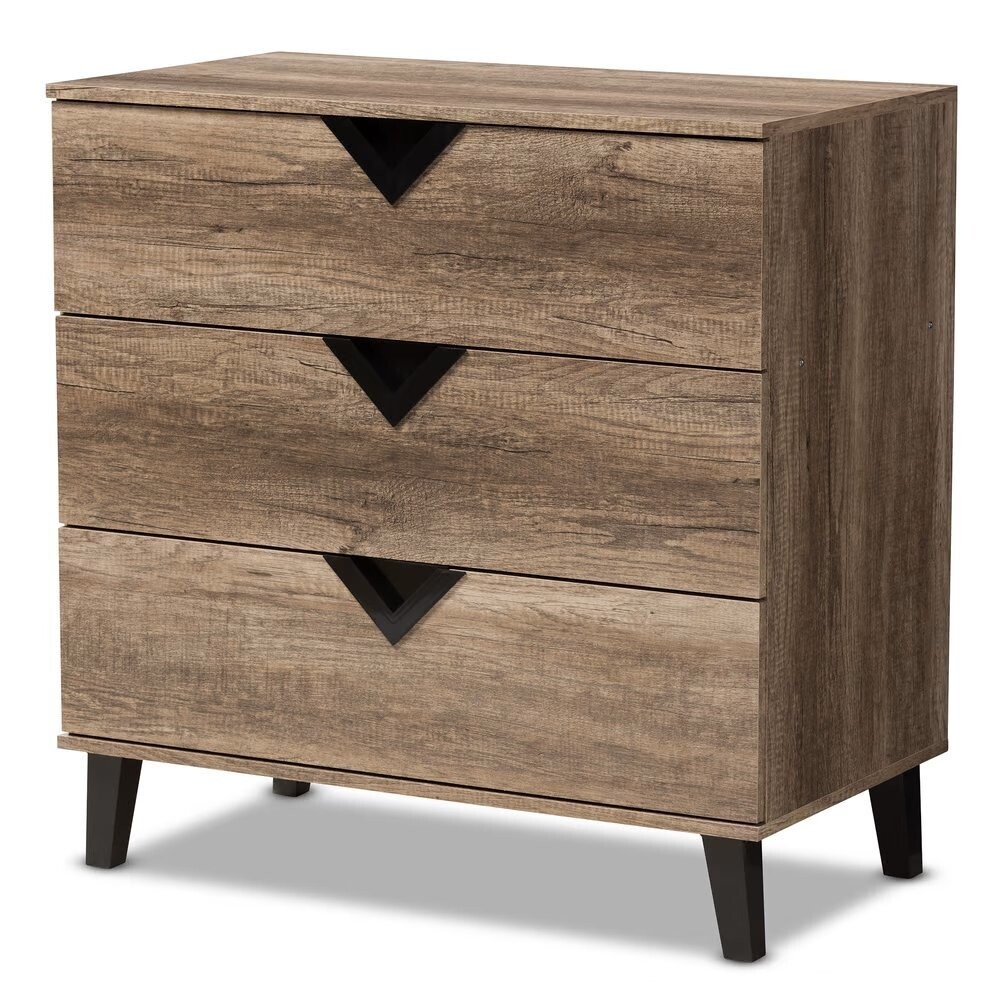 BAXTON STUDIO WALES MODERN AND CONTEMPORARY LIGHT BROWN WOOD 3-DRAWER CHEST