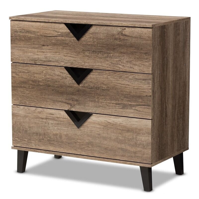 BAXTON STUDIO WALES MODERN AND CONTEMPORARY LIGHT BROWN WOOD 3-DRAWER CHEST