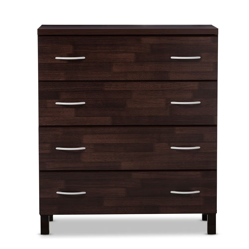 BAXTON STUDIO MAISON MODERN AND CONTEMPORARY OAK BROWN FINISH WOOD 4-DRAWER STORAGE CHEST
