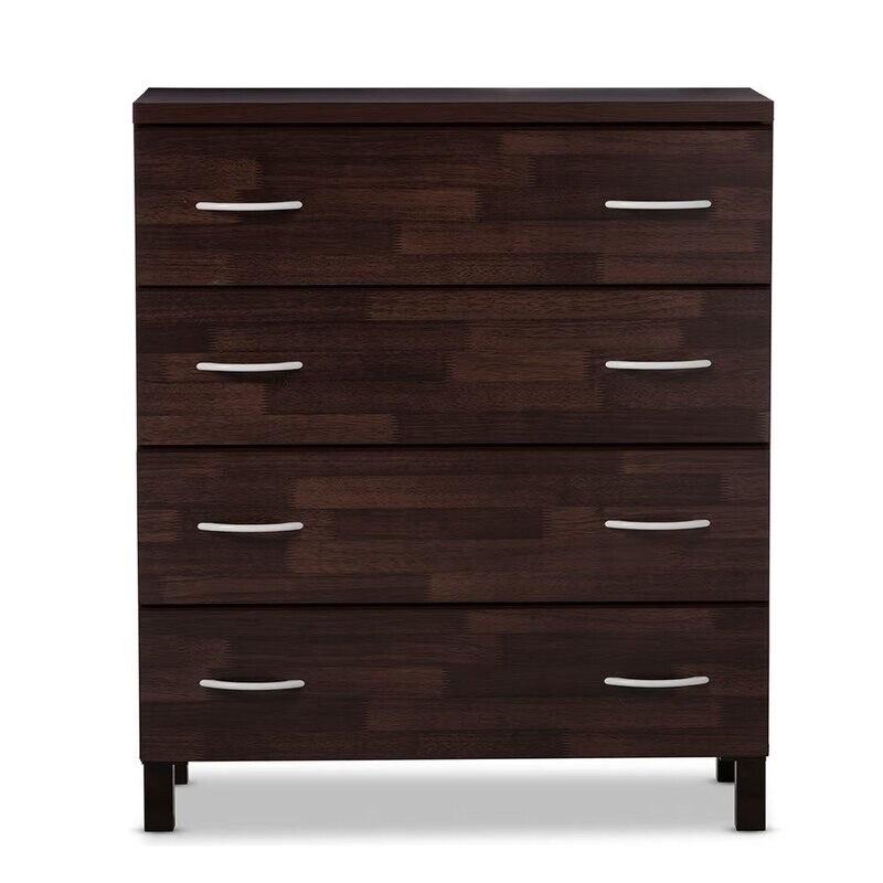 BAXTON STUDIO MAISON MODERN AND CONTEMPORARY OAK BROWN FINISH WOOD 4-DRAWER STORAGE CHEST