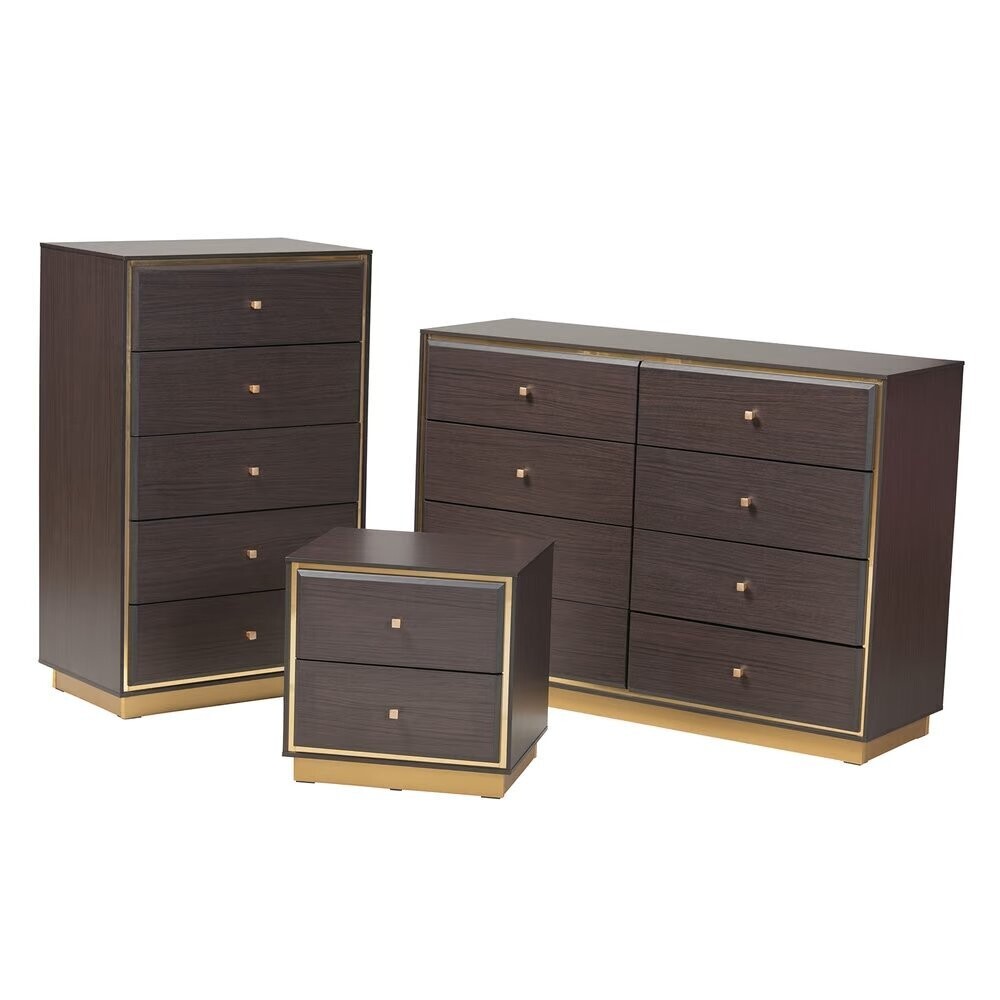 BAXTON STUDIO CORMAC MID-CENTURY MODERN TRANSITIONAL DARK BROWN FINISHED WOOD AND GOLD METAL 3-PIECE STORAGE SET

Item #: LV28ST28240-Modi Wenge-3PC Storage Set