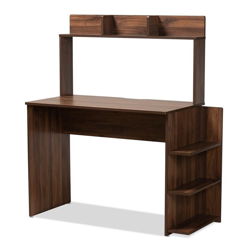 BAXTON STUDIO GARNET MODERN AND CONTEMPORARY WALNUT BROWN FINISHED WOOD DESK WITH SHELVES