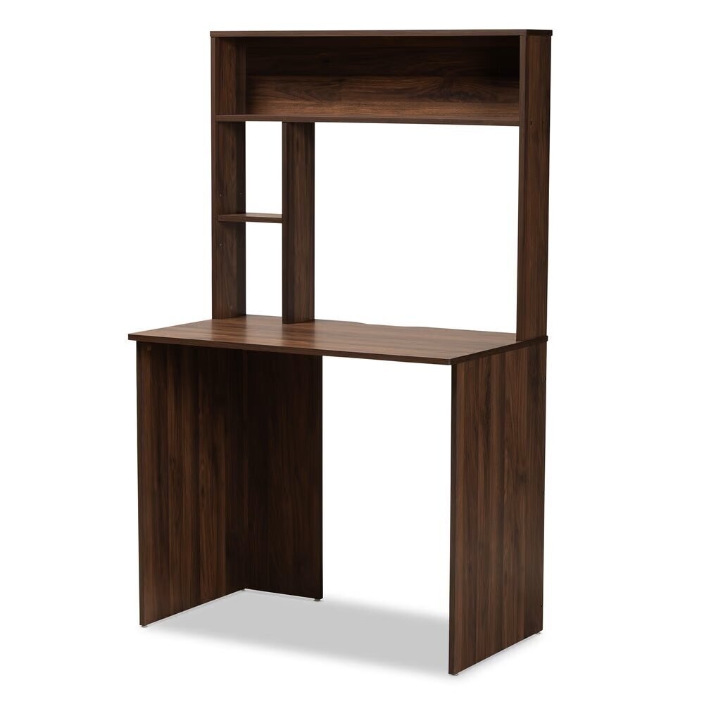 BAXTON STUDIO ARLO MODERN AND CONTEMPORARY WALNUT BROWN FINISHED WOOD COMPUTER DESK