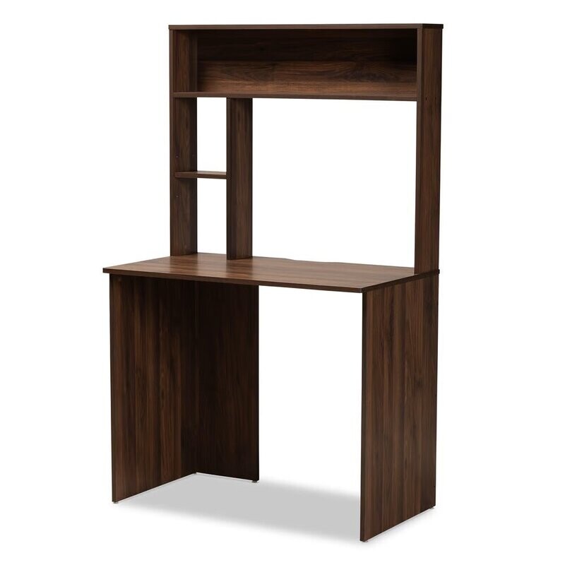 BAXTON STUDIO ARLO MODERN AND CONTEMPORARY WALNUT BROWN FINISHED WOOD COMPUTER DESK