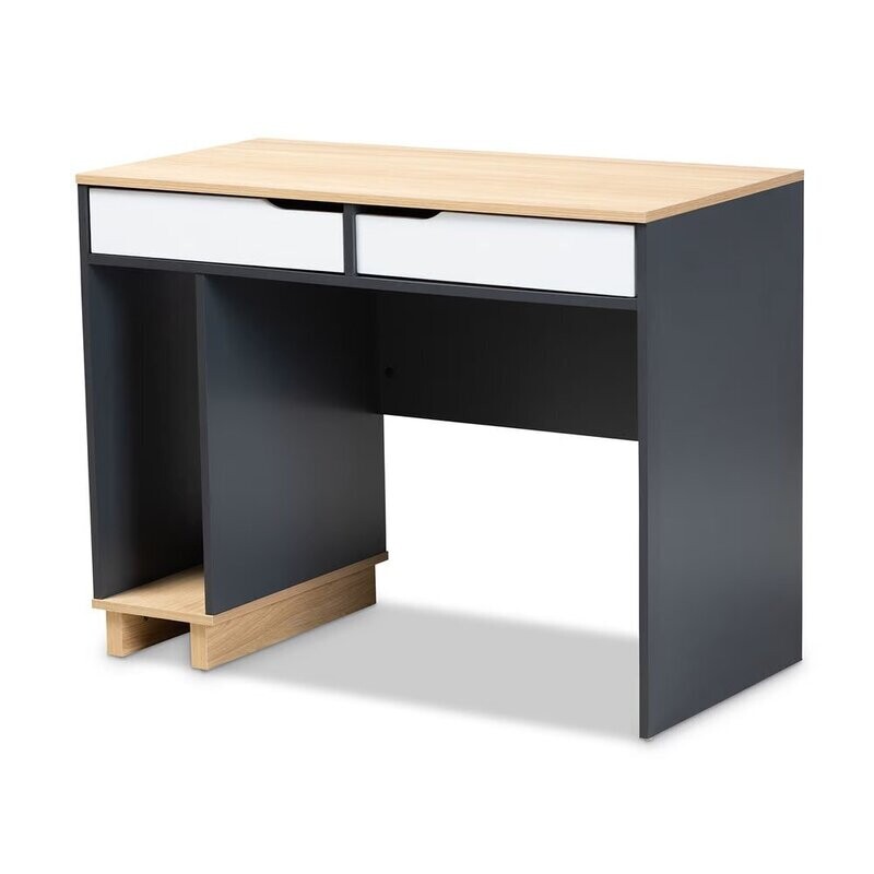 BAXTON STUDIO REED MID-CENTURY MODERN 2-DRAWER MULTICOLOR WOOD COMPUTER DESK