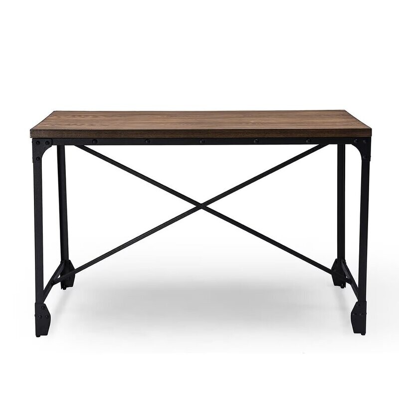 BAXTON STUDIO GREYSON VINTAGE INDUSTRIAL ANTIQUE BRONZE HOME OFFICE WOOD DESK