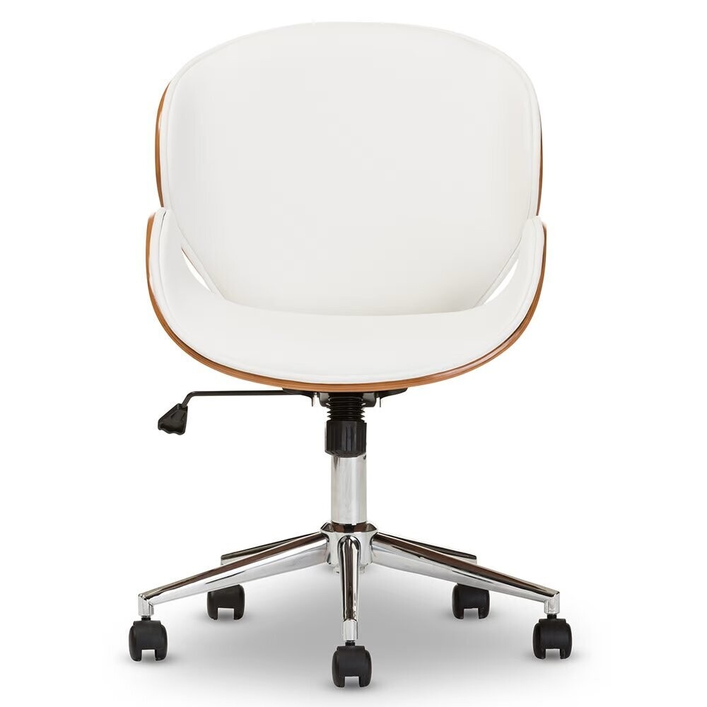 BAXTON STUDIO BRUCE MODERN AND CONTEMPORARY WHITE AND WALNUT OFFICE CHAIR