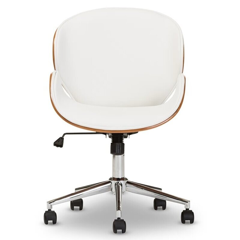 BAXTON STUDIO BRUCE MODERN AND CONTEMPORARY WHITE AND WALNUT OFFICE CHAIR