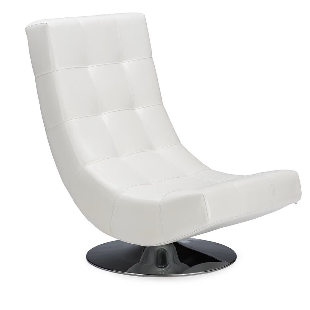 BAXTON STUDIO BAXTON STUDIO ELSA MODERN AND CONTEMPORARY WHITE FAUX LEATHER UPHOLSTERED SWIVEL CHAIR WITH METAL BASE