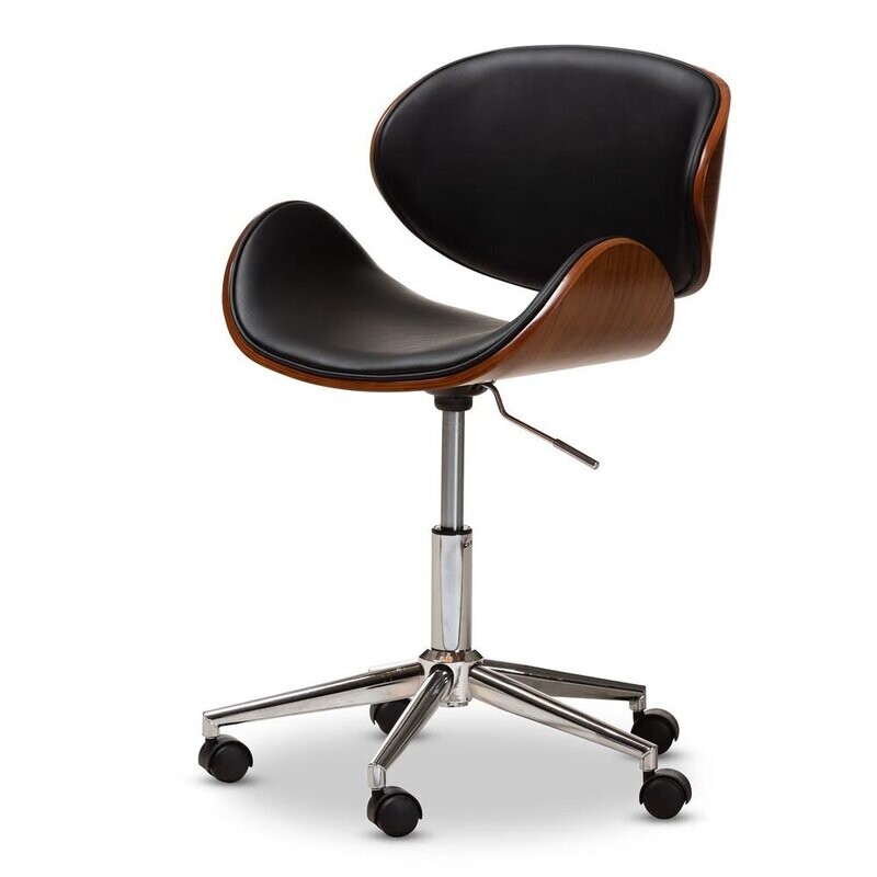 BAXTON STUDIO AMBROSIO MODERN AND CONTEMPORARY BLACK FAUX LEATHER UPHOLSTERED CHROME-FINISHED METAL ADJUSTABLE SWIVEL OFFICE CHAIR BAXTON STUDIO AMBROSIO MODERN AND CONTEMPORARY BLACK FAUX LEATHER UPHOLSTERED CHROME-FINISHED METAL ADJUSTABLE SWIVEL OFFICE CHAIR
