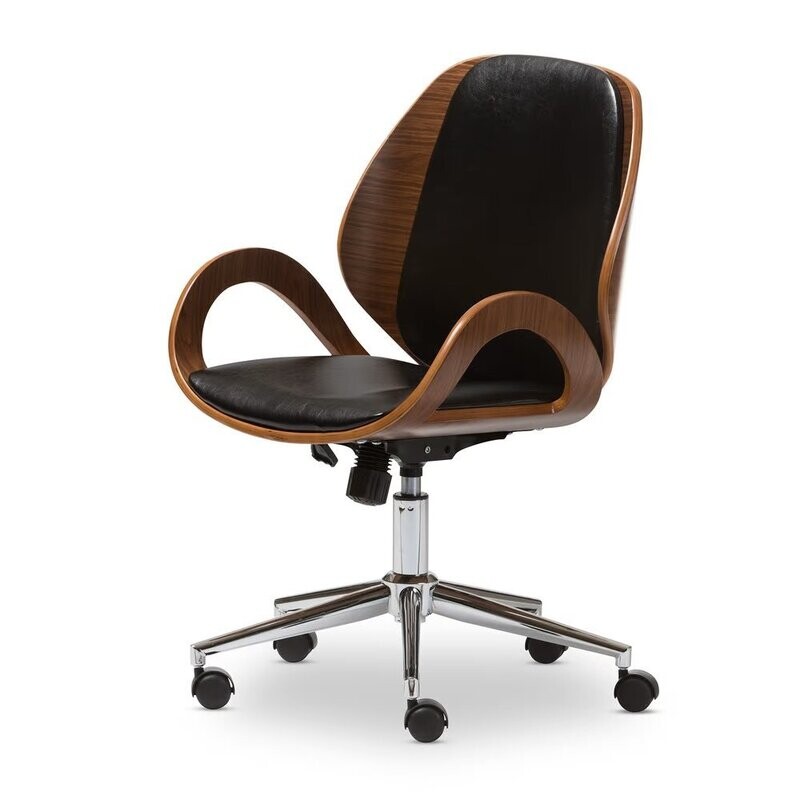BAXTON STUDIO WATSON WALNUT AND BLACK MODERN OFFICE CHAIR BAXTON STUDIO WATSON WALNUT AND BLACK MODERN OFFICE CHAIR