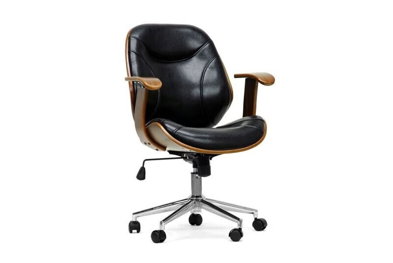 BAXTON STUDIO RATHBURN WALNUT AND BLACK MODERN OFFICE CHAIR BAXTON STUDIO RATHBURN WALNUT AND BLACK MODERN OFFICE CHAIR