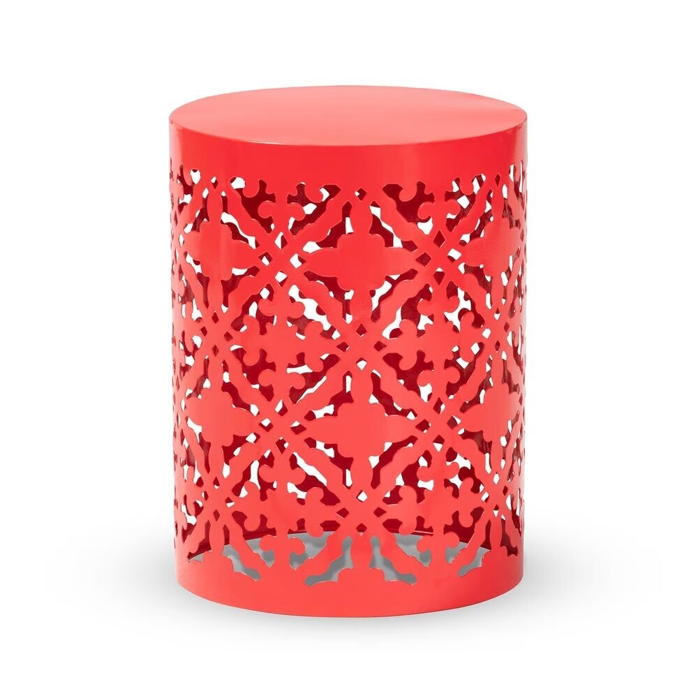 BAXTON STUDIO JAMILA MODERN AND CONTEMPORARY RED FINISHED METAL OUTDOOR SIDE TABLE