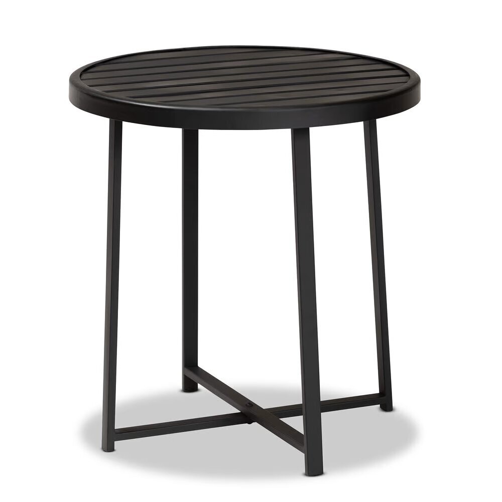 BAXTON STUDIO SADIYA MODERN INDUSTRIAL BLACK FINISHED METAL OUTDOOR SIDE TABLE