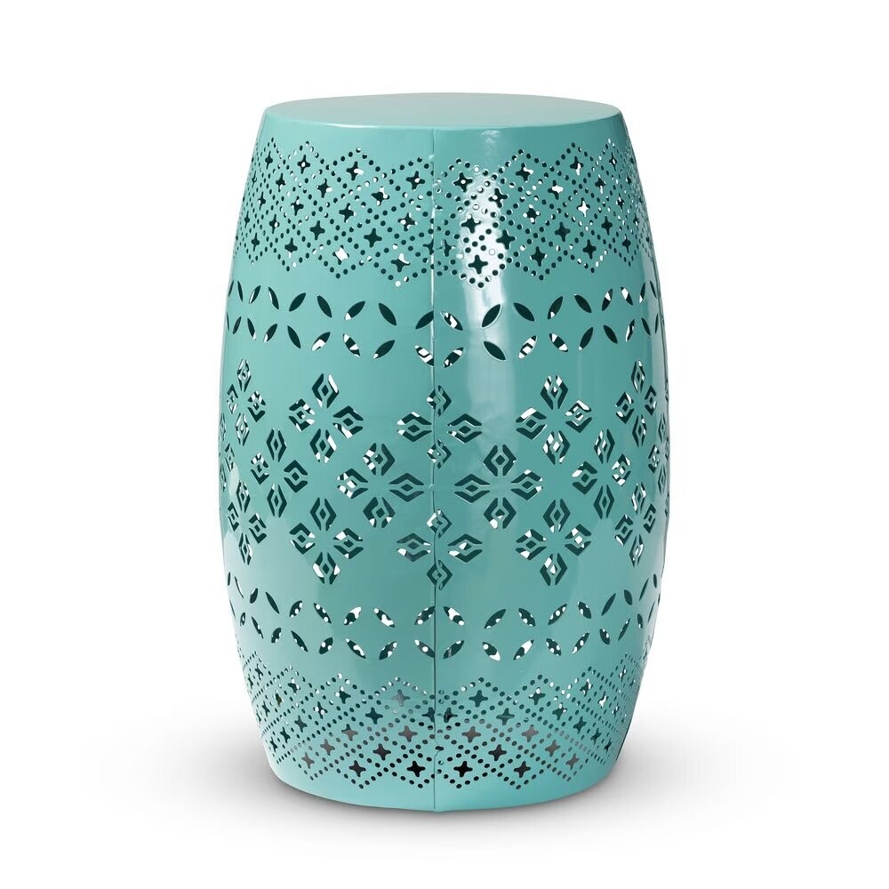 BAXTON STUDIO LAVINIA MODERN AND CONTEMPORARY TEAL FINISHED METAL OUTDOOR SIDE TABLE
