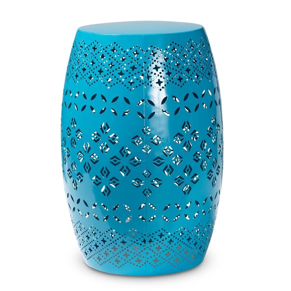 BAXTON STUDIO LAVINIA MODERN AND CONTEMPORARY BLUE FINISHED METAL OUTDOOR SIDE TABLE