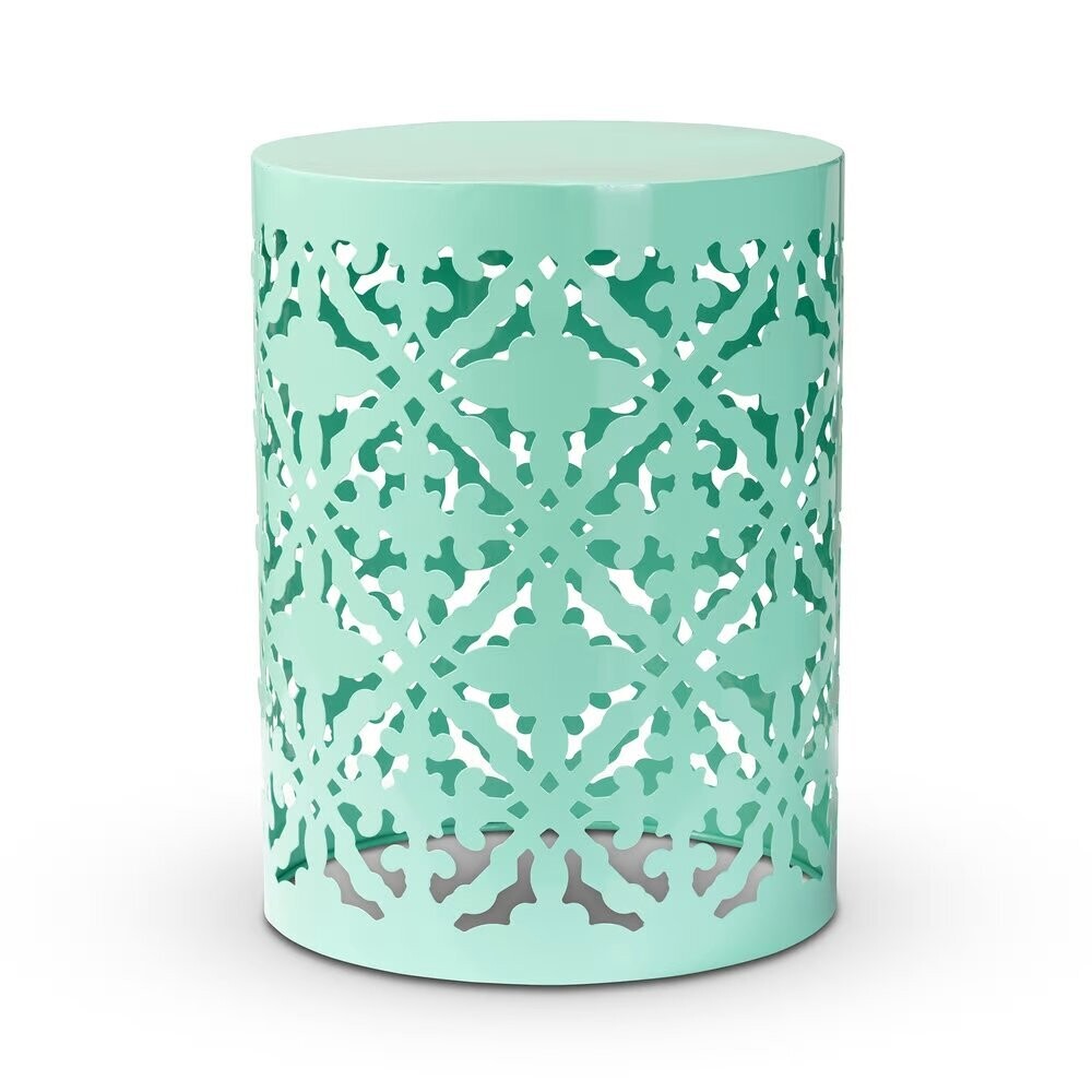 BAXTON STUDIO JAMILA MODERN AND CONTEMPORARY AQUA FINISHED METAL OUTDOOR SIDE TABLE