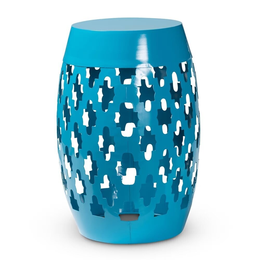 BAXTON STUDIO BRANSON MODERN AND CONTEMPORARY BLUE FINISHED METAL OUTDOOR SIDE TABLE