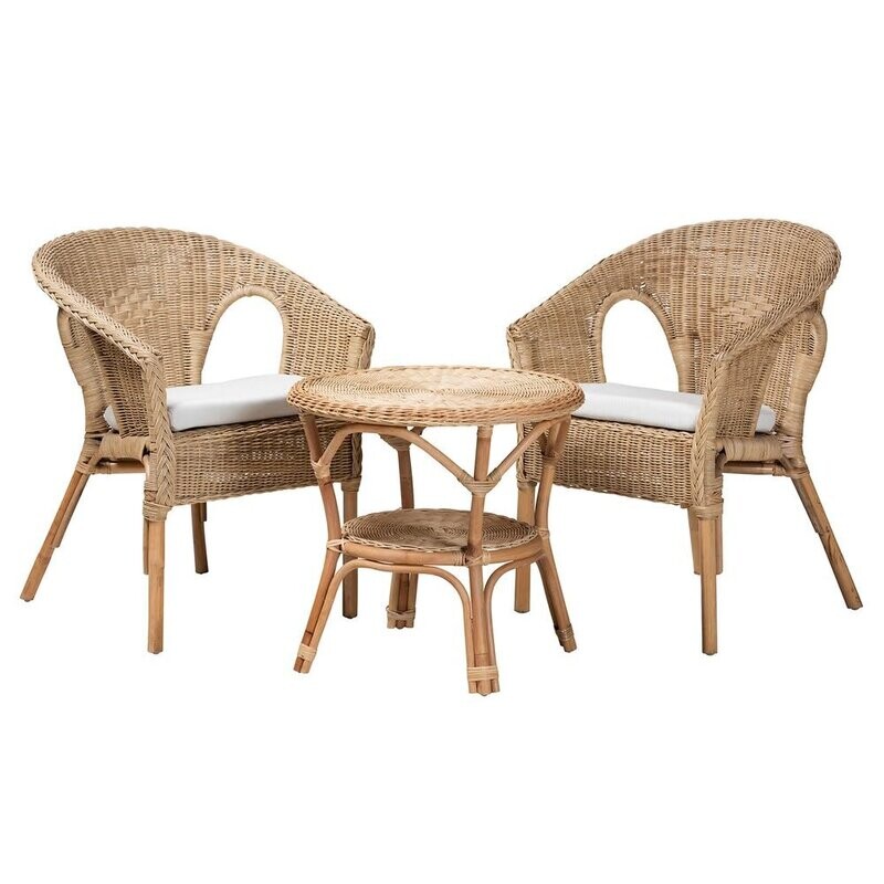 BAXTON STUDIO ABBEY MODERN BOHEMIAN NATURAL BROWN ANTIQUE RATTAN 3-PIECE LIVING ROOM SET

Item #: Abbey-Rattan-3PC Set