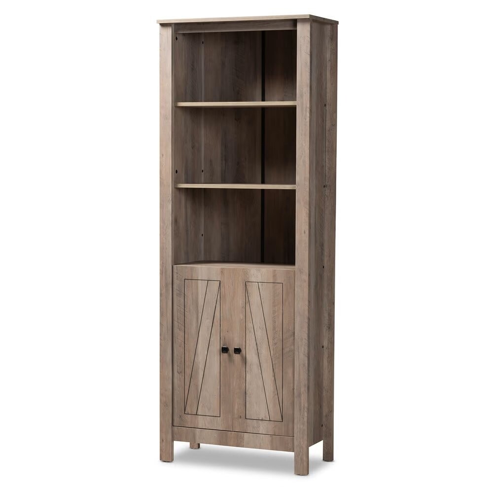 BAXTON STUDIO DEREK MODERN AND CONTEMPORARY TRANSITIONAL NATURAL OAK FINISHED WOOD 2-DOOR BOOKCASE