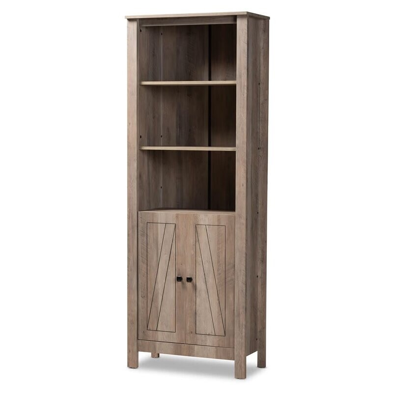 BAXTON STUDIO DEREK MODERN AND CONTEMPORARY TRANSITIONAL NATURAL OAK FINISHED WOOD 2-DOOR BOOKCASE