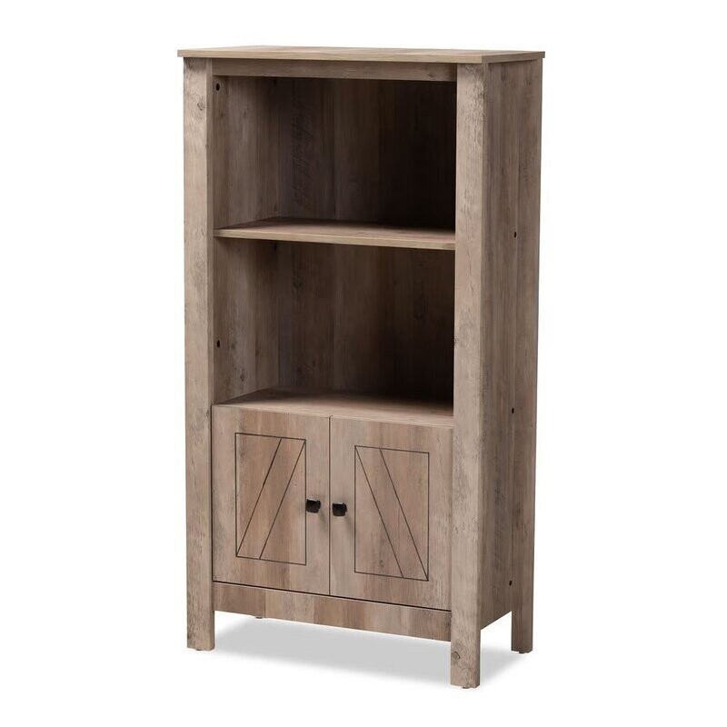 BAXTON STUDIO DEREK MODERN AND CONTEMPORARY TRANSITIONAL NATURAL OAK FINISHED WOOD 3-TIER BOOKCASE