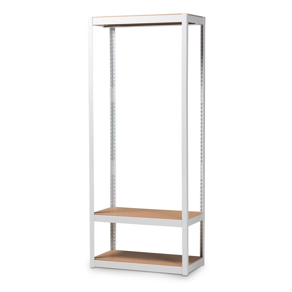 BAXTON STUDIO ELTON MODERN AND CONTEMPORARY WHITE FINISHED METAL 3-SHELF FREE-STANDING CLOSET STORAGE ORGANIZER