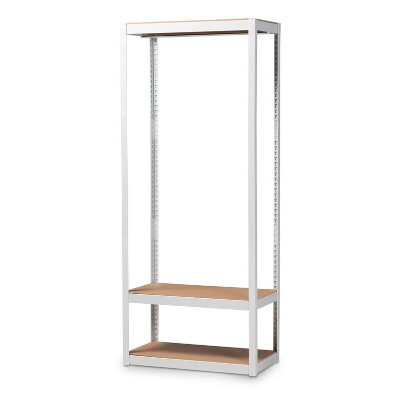 BAXTON STUDIO ELTON MODERN AND CONTEMPORARY WHITE FINISHED METAL 3-SHELF FREE-STANDING CLOSET STORAGE ORGANIZER