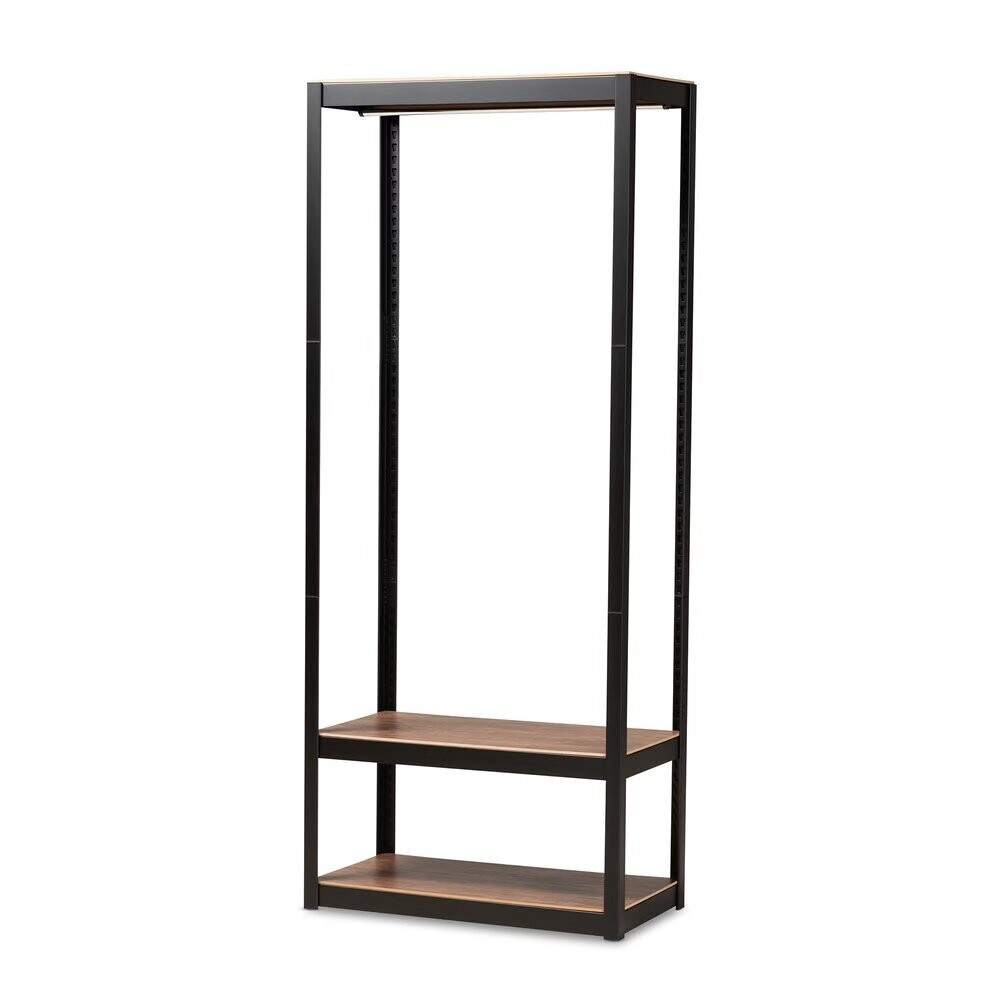 BAXTON STUDIO ELTON MODERN AND CONTEMPORARY BLACK FINISHED METAL 3-SHELF FREE-STANDING CLOSET STORAGE ORGANIZER