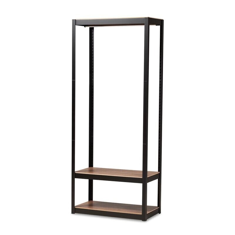 BAXTON STUDIO ELTON MODERN AND CONTEMPORARY BLACK FINISHED METAL 3-SHELF FREE-STANDING CLOSET STORAGE ORGANIZER