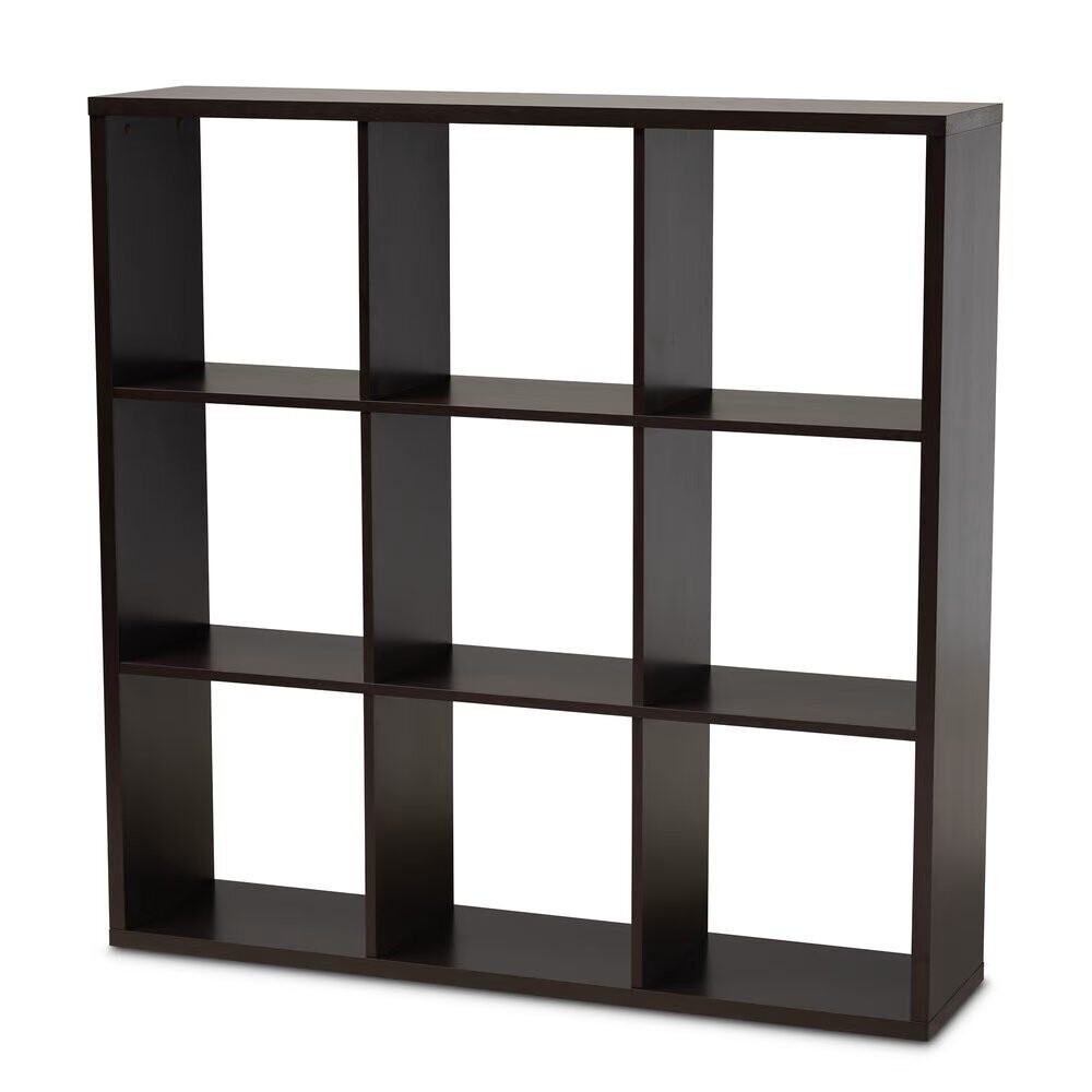 BAXTON STUDIO JANNE MODERN AND CONTEMPORARY DARK BROWN FINISHED 9-CUBE MULTIPURPOSE STORAGE SHELF